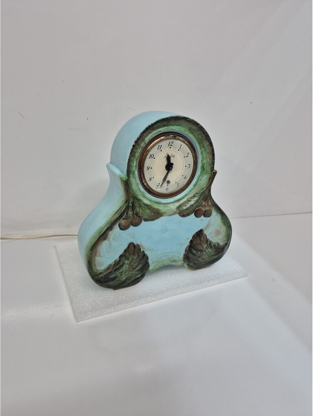 Vintage Lanshire Corded Electric Mantle Desk Hand Painted Clock Tested Works